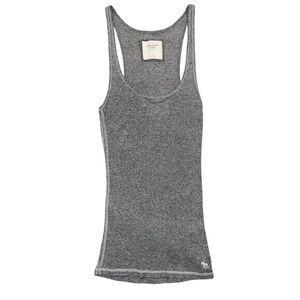 Vintage Abercrombie & Fitch Ribbed Racerback Tank Gray Size M Y2K Fitted Moose